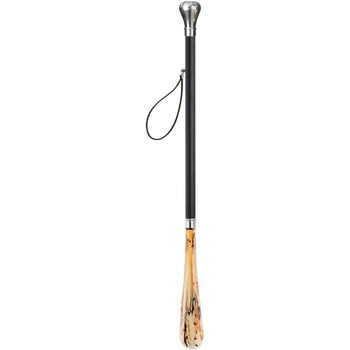 Дизайнерський ріжок для взуття 70 см зі сріблястою ручкою в якості ручки, чорний дерев'яний стрижень