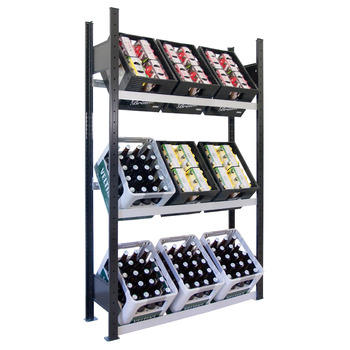 Базовий стелаж SCHULTE Lagertechnik, стелаж для напоїв 1800 x 1000 x 300 мм (В x Ш x Г), чорний/сріблястий, 3 рівні для 9 напоїв