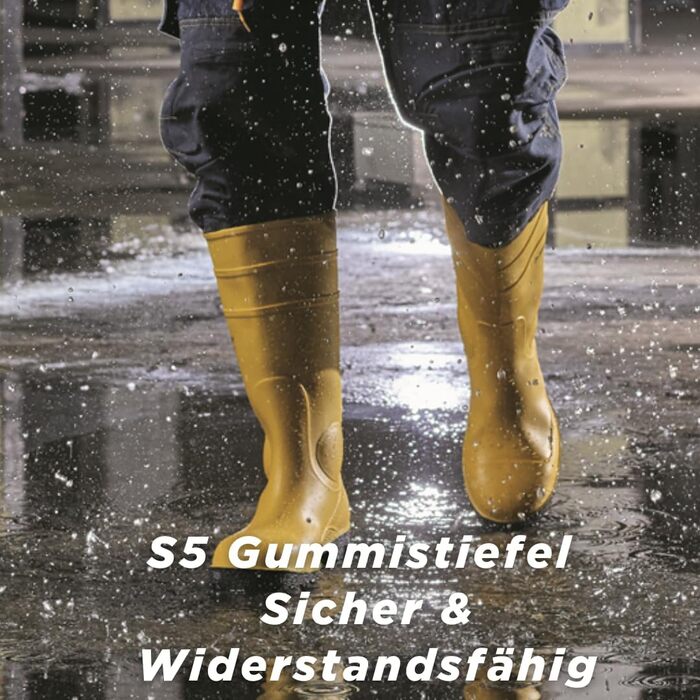 Робочий одяг Scheibler захисні черевики з ПВХ S5 зі сталевим носком та захистом щиколотки нековзне та водонепроникне захисне взуття доступне в розмірах 39-47 (оливково-жовто-чорний) Жовтий 45 EU
