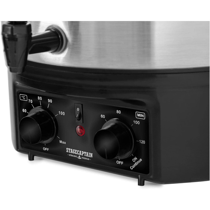 Глінтвейн Stagecaptain GWK-16A - Машина для консервації на 16 літрів - 2000 Вт - Матова нержавіюча сталь - Просте управління (температура та таймер) - Автоматичне вимкнення - Срібло