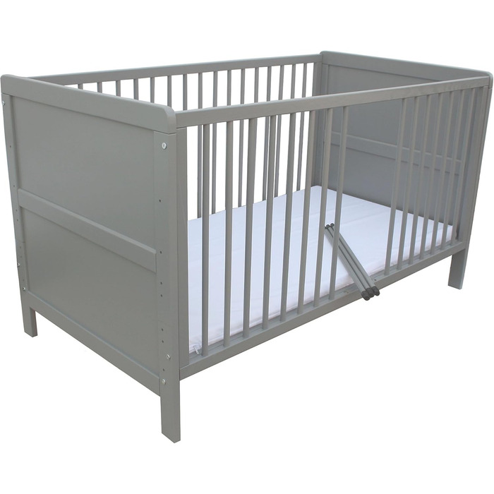 Дитяче ліжко, юніорське ліжко, приліжкове ліжко 140x70 см 3в1 з матрацом, сіре