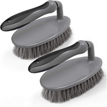 Надміцна щітка зі зручною ручкою, щітка для чищення ванної кімнати, душу, раковини, підлоги, 2 шт. сірого та чорного кольору