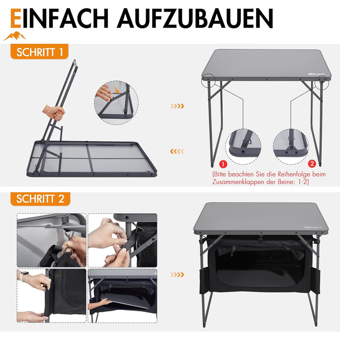 Портальний розкладний кемпінговий стіл з місцем для зберігання, розкладний обідній стіл, міні-садовий стіл, надлегкий для кемпінгу, використання на вулиці, балкону, саду