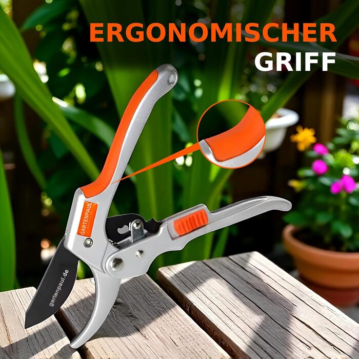 Садові ножиці преміум-класу з храповиком, включаючи послугу заточування, професійні садові ножиці з храповиком, 30 років якості, професійні садові інструменти, ножиці для гілок, ножиці, ножиці для троянд, ножиці для рослин, ножиці для квітів