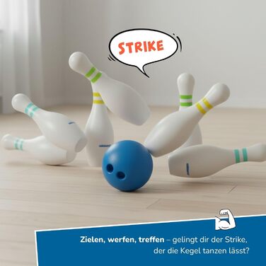 Боулінг-гра з 6 кеглями та кулею, кеглі 42 см, стабільна, наповнювана, міцна та водонепроникна, включаючи сумку для перенесення, вік 3, 60131 XXL