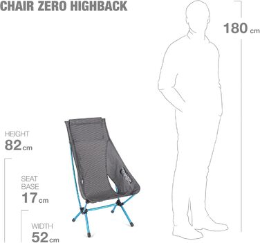 Крісло Helinox Chair Zero Highback, 0,65 кг, надлегке кемпінгове крісло з високою спинкою, для походів, складні вуличні крісла, чорне