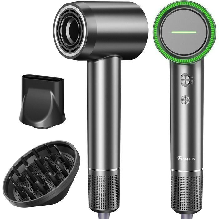 Іонний фен Fezax з безщітковим двигуном 110 000 об/хв для швидкого сушіння, високошвидкісний фен з 200 мільйонами негативних іонів