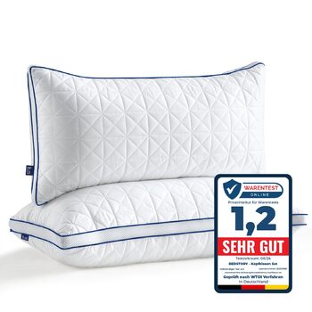 Подушки BedStory 40x80, комплект з 2 шт., 40x80 см із застібкою-блискавкою, 2 подушки з мікрофібри 950 г, регульована висота, дихаючі, можна прати, для алергіків та тих, хто спить на боці, сертифіковані Oeko 40x80 см (комплект з 2 шт.)