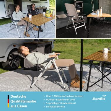 Складаний стілець Skandika Lepola Складаний кемпінговий стілець з алюмінію, алюмінієвий садовий стілець, регульована спинка в 7 положеннях, вантажопідйомність 180 кг, складний, висока спинка, підголівник Кемпінг, сад, комплект з 2 шт.