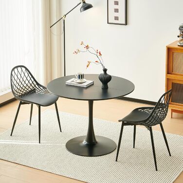 Скандинавський сучасний круглий обідній стіл, письмовий стіл, барний стіл, підходить для кухні, їдальні, вітальні та офісу, для 2-4 осіб, діаметр 100 см, чорний 100 x 100 см (круглий) чорний