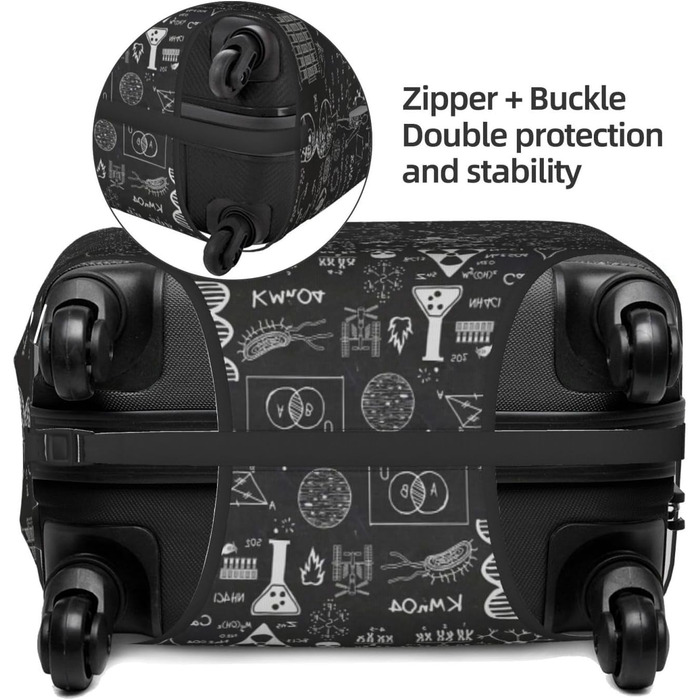 Чохол для валізи BAFAFA з науковим крейдяним принтом, еластичний захист від подряпин та пилу, чорний, розмір 80