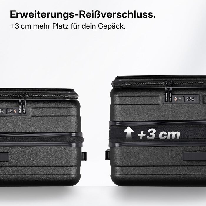 Валіза розширювана, жорсткий корпус, верхнє відкриття, компресійні ремені та додатковий простір Міцна, стійка до подряпин, легка (Чорна, L-65см) L-65см Чорна