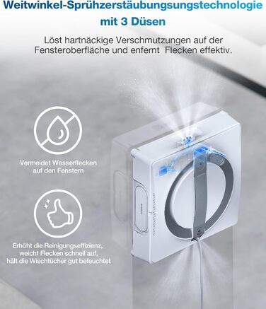 Робот для миття вікон з багатофункціональною станцією 6 в 1, вбудованим акумулятором 4500 мАг, режимом очищення країв, технологією