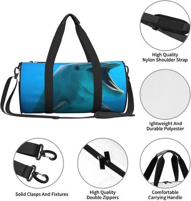 Дорожня сумка Щасливий Дельфін великої місткості, легка та міцна, ідеальний подарунок для подорожей, відпустки, ділових поїздок та іншого, Щасливий Дельфін, універсальний розмір
