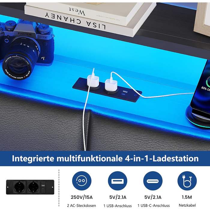 Ліжко 90x200 см з металевою рейковою основою, каркас ліжка 90x200 см зі світлодіодним підсвічуванням, дитяче ліжко 90x200 см з узголів&39ям та зарядною станцією (2 розетки змінного струму, 2 порти USB), металеве односпальне ліжко, чорне, 90x200 см