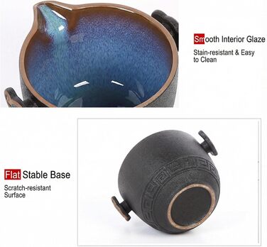 Набір для чаювання Кунг-Фу в дорожній сумці, ручна робота, кераміка чайник (), чашки (2 шт.), чайна шкатулка (). Ідеально підходить для дому, офісу та подорожей.