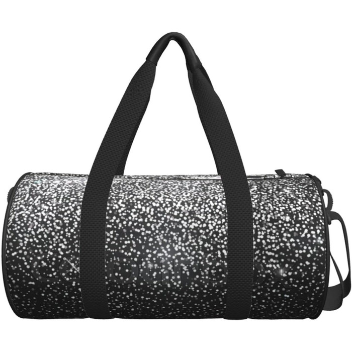 Синя смугаста сумка-дорожня сумка з черепом, кругла, великої місткості, легка та міцна, чудовий подарунок для походів, відпустки, ділових поїздок та іншого, з блискучими срібними блискітками.