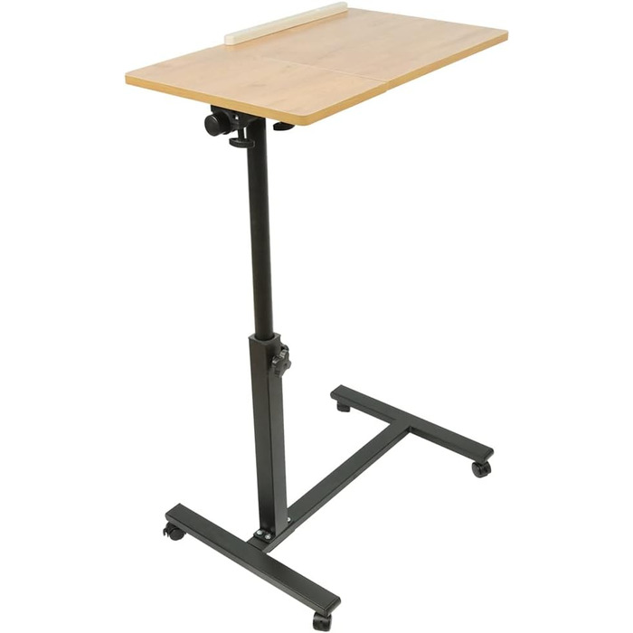 Підставка для ноутбука з регульованою висотою, дерев'яна, ергономічна. З коліщатками, поворотна, з антиковзким покриттям (Жовте дерево 60 x 34.5 x 90 см)