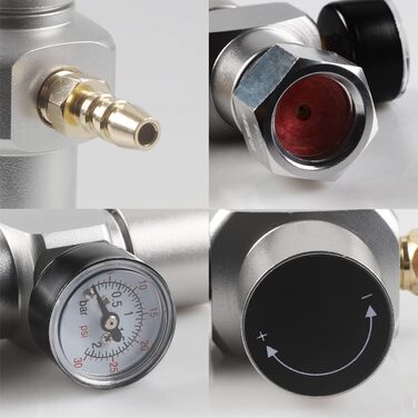Регулятор тиску Duokon CO2 Редуктор тиску, 2 в 1 Міні-регулятор CO2 газу Газовий манометр з адаптером 3/8 дюйма на TR21.4