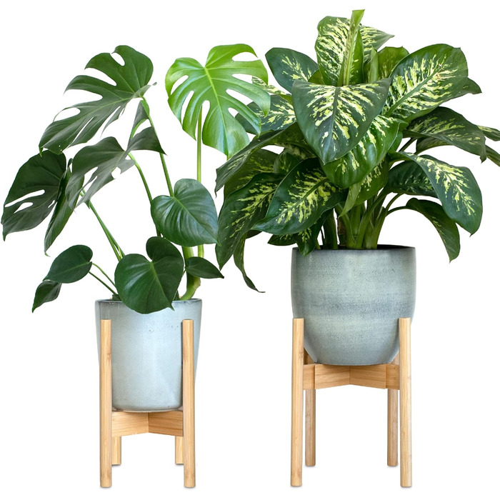 Підставка для рослин Gadgy - Набір із 2 бамбукових підставок для квітів - Регульовані квіткові табурети для горщиків діаметром до 30,5 см - Підставка для квіткових горщиків, висота 35,5 см - Підставка для рослин на бамбукових ніжках.