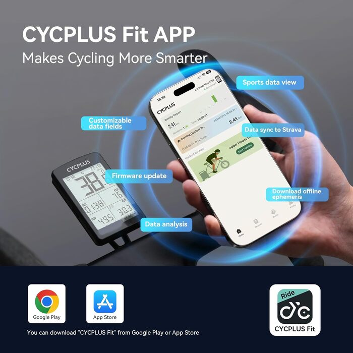 Велокомп'ютер CYCPLUS GPS, 2.8 дюйма, IP67, Електроніка/Bluetooth/ANT, Чорний