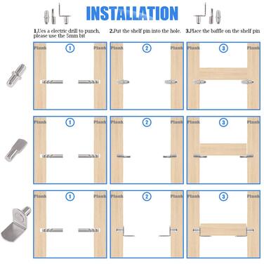 Кільцева підставка для полиць Glarks у 6 стилях, нікелеві опори для полиць, ПВХ-кільцева підставка для полиць, плоскі кілочки-ложки, циліндричні тримачі для кілочків, L-подібні кронштейни та штифти для шаф, 160 шт. різних розмірів