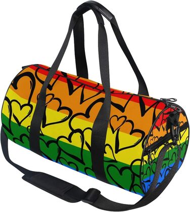 Спортивна сумка з веселковим принтом, барвиста, з сердечком, з канвасу, дорожня сумка, сумка на вихідні, для ручної поклажі, жіноча та чоловіча, для спорту та подорожей