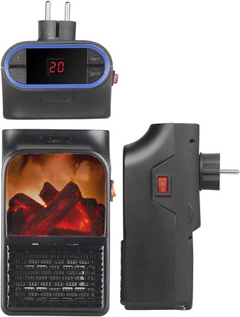 Камінний обігрівач Sichler Household Appliances Підключається до мережі вентилятор з ефектом каміна та пультом дистанційного керування, 500 Вт (керамічний вентилятор, підключається до мережі)