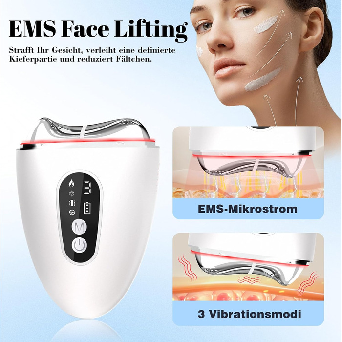 Електричний масажер для обличчя з холодним теплом Robofun Gua Sha з 3 вібраціями та РК-екраном, червоний, синій, фіолетовий, масажер для обличчя проти зморшок проти старіння