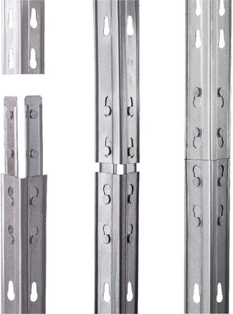 Посилений стелаж Rivet, комплект з 3 шт. , зі сталевими сітчастими полицями, 180 x 120 x 45 см (В x Ш x Г), вантажопідйомність 250 кг на полицю, оцинкований. Безболтовий стелаж, металевий стелаж, стелаж для підвалу, стелаж для зберігання, стелаж для майст