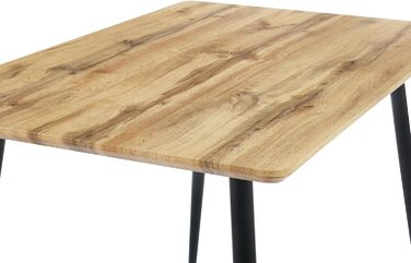 Обідній стіл SAM Trondheim 115 x 75 см Деревина під дикий дуб Швейцарський край Чорний металевий каркас на 4 ніжках Їдальня та кухня 115 x 75 см МДФ / Чорний каркас