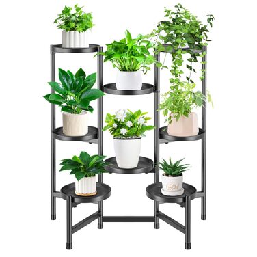 Рівнева металева підставка для рослин, підставка для квіткових горщиків, квітковий табурет для використання в приміщенні та на вулиці, полиця для квітів, балконна стійка для рослин, декоративна підставка для рослин для використання в приміщенні та на вули