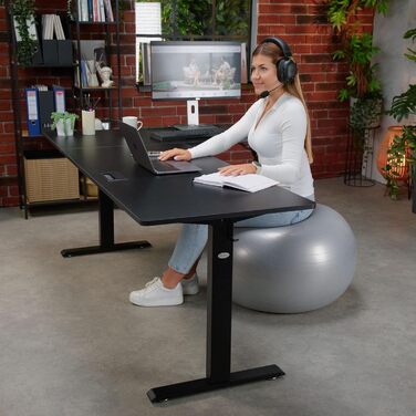 Кутовий письмовий стіл di volio з регульованою висотою, електричний TRANI Міцний електричний стіл Регульована висота з 2 двигунами, функція пам&39яті для домашнього офісу (чорний, правий Д 197 см/Д 142 см) Чорний правий Д 197 см/Д 142 см