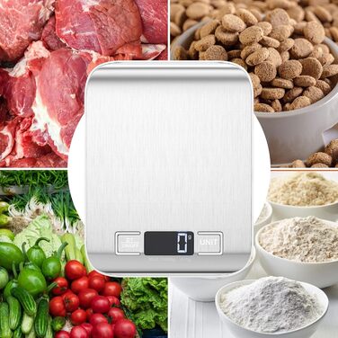 Кухонні ваги Fousenuk 10кг/1г електронні, цифрові ваги з нержавіючої сталі з РК-дисплеєм і функцією тари, точне автоматичне вирівн