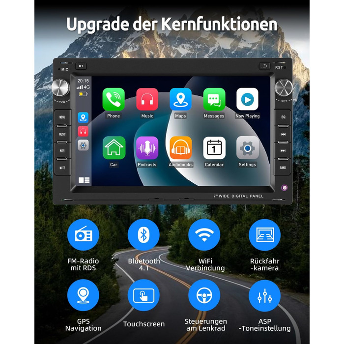 Автомагнітола ESSGOO Wireless CarPlay та Android 264G Android 15 для VW Polo MK3/4 9N Golf 4 Passat B5 T5 Seat Skoda, 7-дюймовий сенсорний екран з Bluetooth FM RDS GPS WiFi