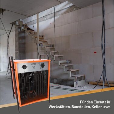 Тепловентилятор 22000 Вт - Електричний обігрівач - 3 режими нагріву - Монітор замерзання - Ідеально підходить для будівельного май