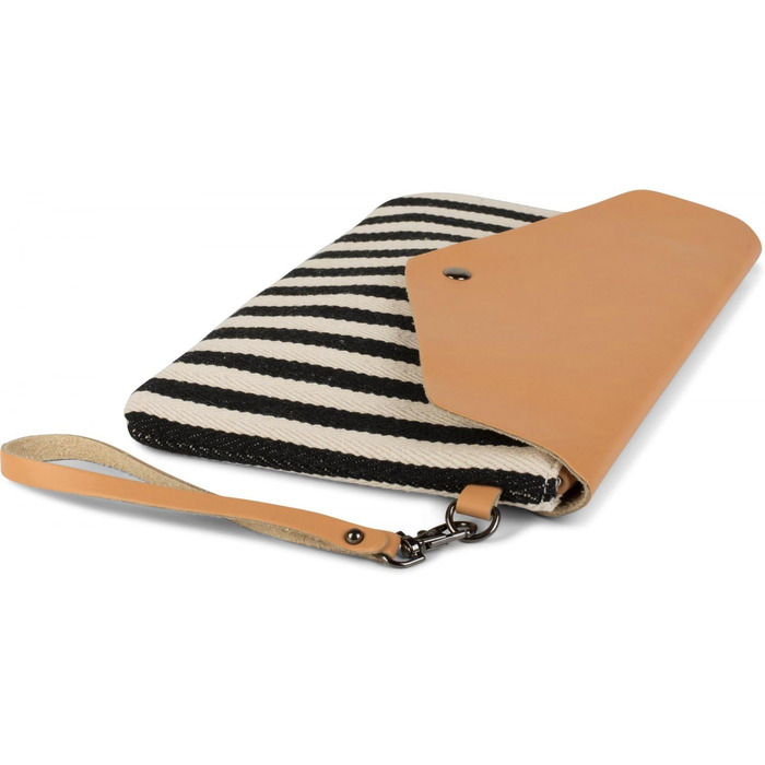 Клатч-конверт у морську смужку з візерунком риб'яча кістка, сумка через плече, жіноча сумка 02012153, колір червоно-бежевий