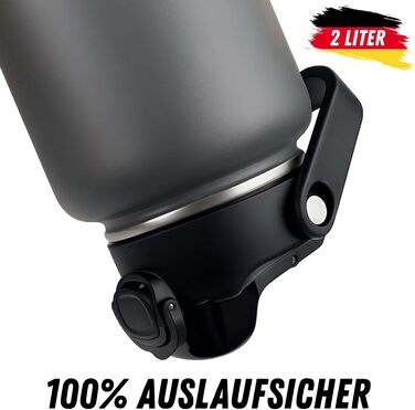 Термос 2 л Кришка 2-в-1 з трубочкою Можна мити в посудомийній машині Зберігає напої крижаними протягом 24 годин Зберігає напої гарячими протягом 6 годин Ізольована пляшка 2 л Пляшка для води з нержавіючої сталі 2 л Без бісфенолу А та герметична, полярно-с