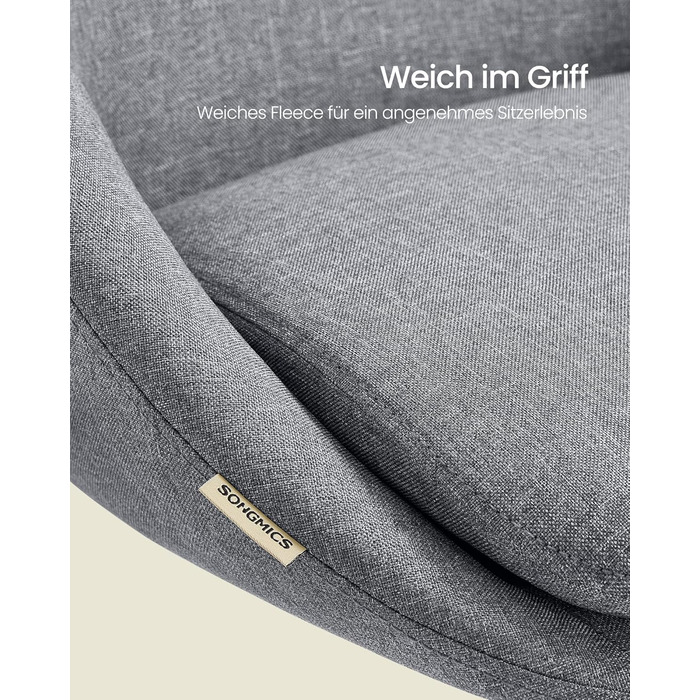 Крісло для домашнього офісу SONGMICS, Туалетне крісло з бавовняно-льонної суміші, Робоче крісло, Пінопластова підкладка, Регульована висота, Для кабінету, Спальня, Шиферно-сірий OBG020G05 Шиферно-сірий Бавовняна суміш