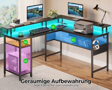 Г-подібний ігровий стіл Rolanstar, 137 x 108 см, метал / дерево, чорний