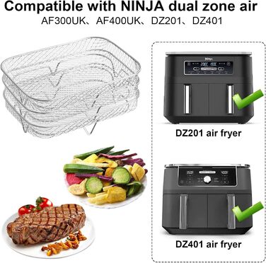 Стійка для фритюрниці, 304 Решітка для дегідратації для фритюрниці з нержавіючої сталі Багатофункціональна багатофункціональна багатошарова фритюрниця Сковорода-гриль Аксесуари для фритюрниць, сумісні з Ninja Foodi Подвійна фритюрниця 19 * 13 * 9 см