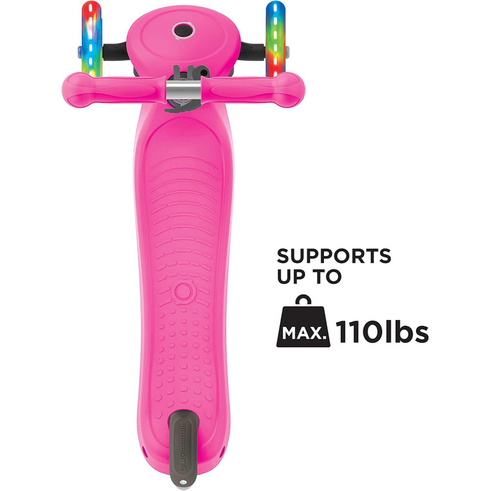 Самокат дитячий, 120/80 мм, ABEC 5, 3 колеса, регульований по висоті, світлодіодні колеса, неоновий рожевий