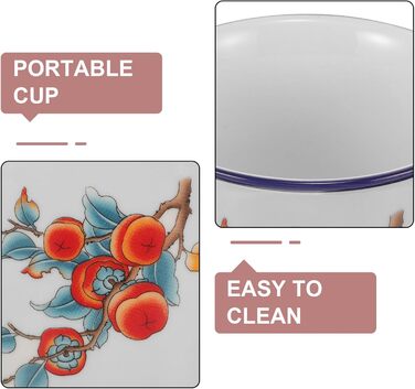 Емальована кружка Ciieeo Vintage Coffee Cup з кришкою, товстостінна емальована кружка для пиття, портативна чашка для води на відкритому повітрі для кемпінгу, офісу та дому