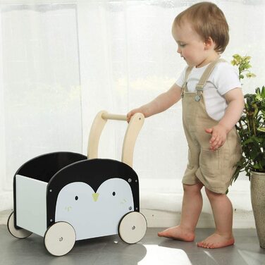 Дитячі ходунки Baby Walker Wood, ходунки Baby Panda з місцем для зберігання для 1-3 років, без прогулянок/ходунків/іграшок для малюків/іграшок/коляски/розваг для дітей/пінгвінів)