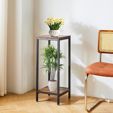 Підставка для квітів IBUYKE на 2 рівні, дерев&39яна підставка для рослин висотою 76 см, сучасна квадратна підставка для квіткових горщиків, драбина для декору вітальні, балкону, сільського коричневого кольору TMJ071H, сільського коричневого кольору, прямо