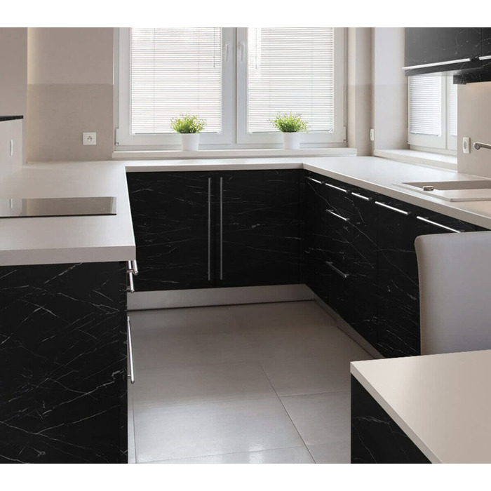 Мармур Resimdo Premium (Nero Marquina, 0,5 м x 1,22 м) Клейка плівка для плитки Меблева плівка Стандартна антибактеріальна водонепроникна міцна знімна