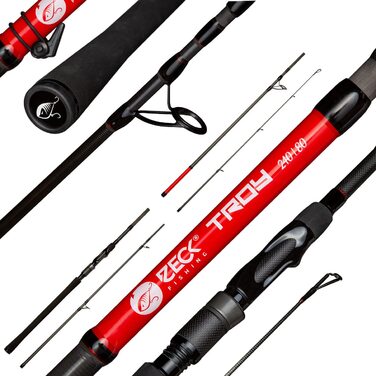 Спінінгове вудилище Zeck Predator 2.40m 80g Troy - туристичне вудилище для лову щуки та судака, вудилище для лову щуки, вудилище для риболовлі, вудилище на блешню, вудилище з м&39якого пластику