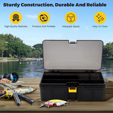 Пластикова коробка для приманки великої місткості, двошарова коробка для приманки, рибальська коробка зі знімним відділенням, багатофункціональний футляр для зберігання рибальських аксесуарів, міцна та довговічна, k