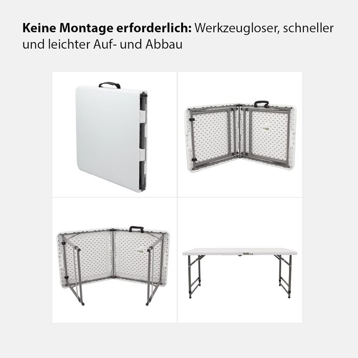 Стіл блошиного ринку TRUTZHOLM, регульований по висоті, 120x60 см, складаний з ручкою для перенесення, стійкий до атмосферних впливів, нержавіючий, кемпінговий стіл, стіл для вечірки, садовий стіл, стіл для обклеювання шпалерами, обідній стіл, фуршетний с