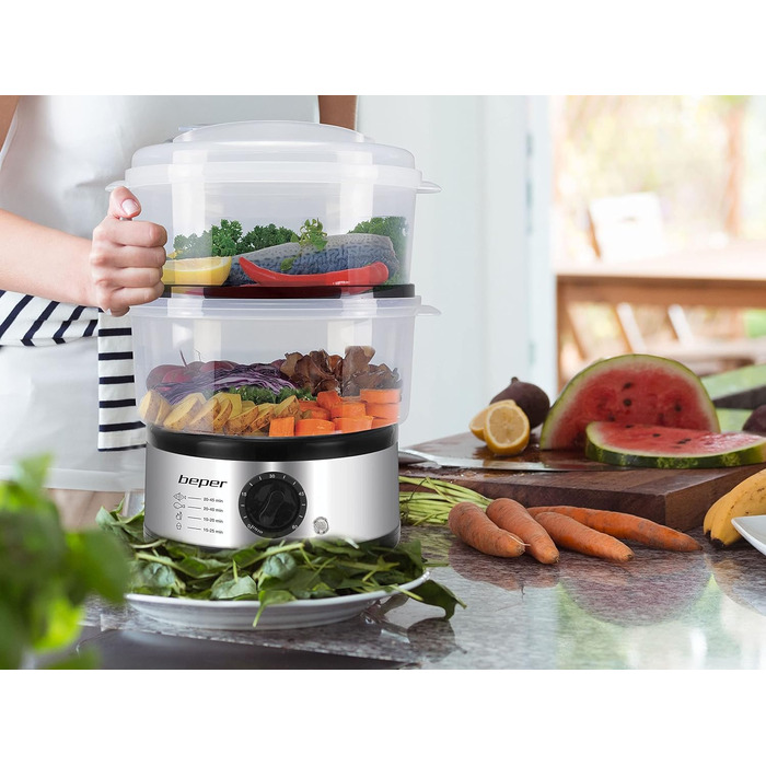 Багатофункціональний відпарювач 5 л, компактний акумулятор, таймер на 60 хвилин, потужність 400-500 Вт, - сріблястий і чорний 5 літрів